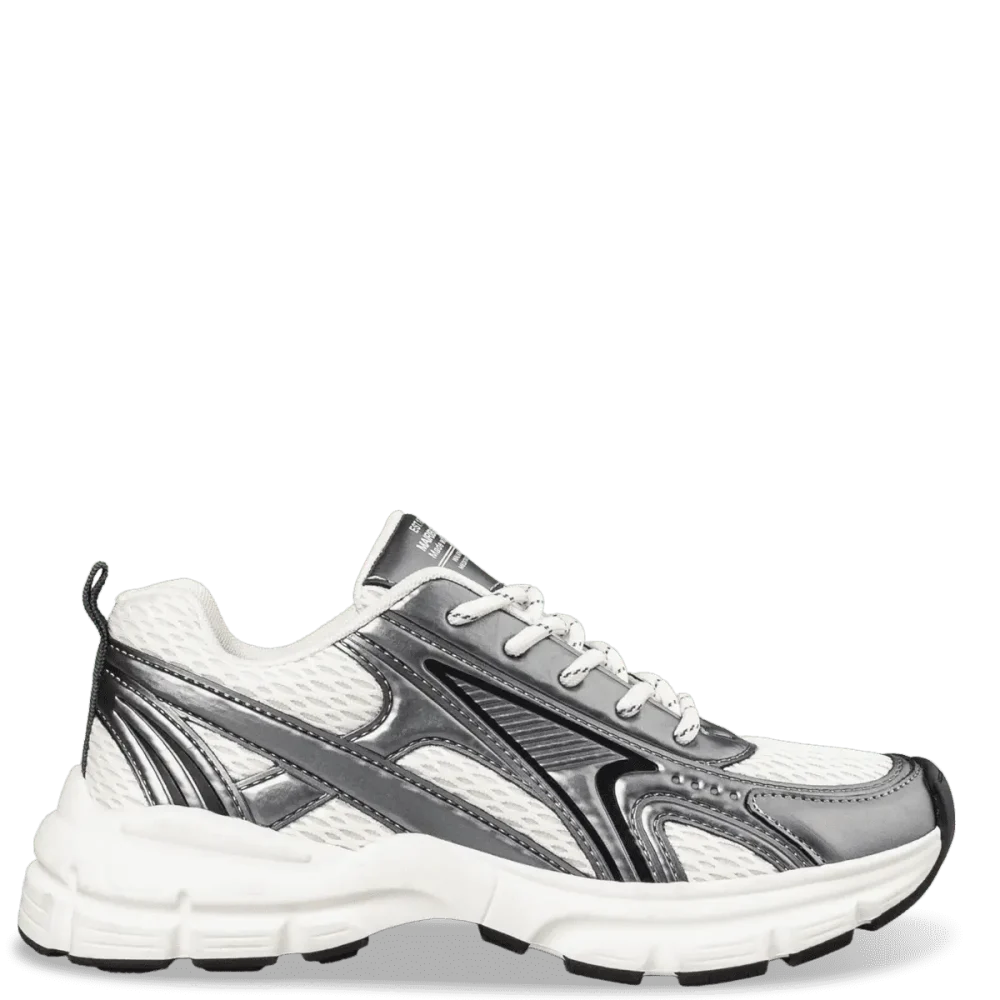 Γυναικεία αθλητικά sneakers λευκά με ασημί λεπτομέρειες