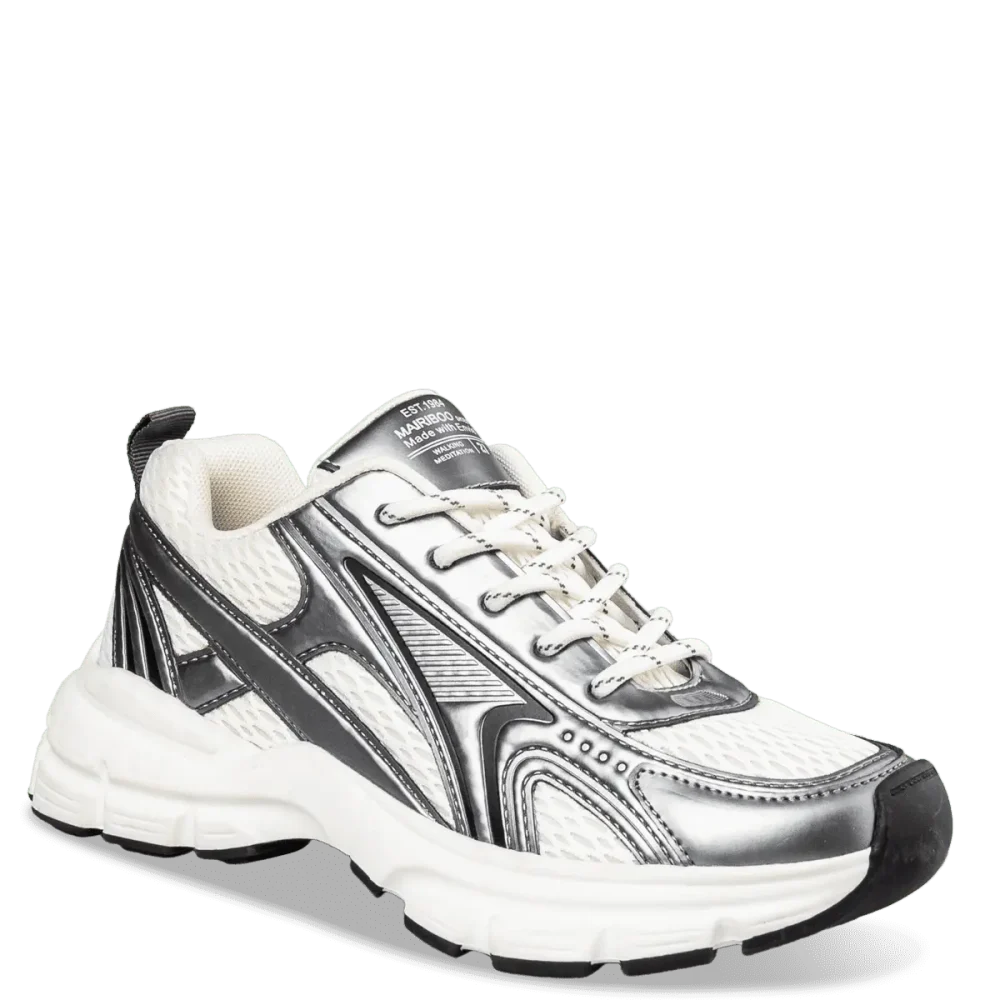 Γυναικεία αθλητικά sneakers λευκά με ασημί λεπτομέρειες