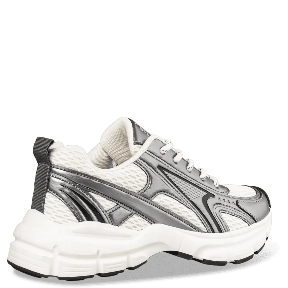 Γυναικεία αθλητικά sneakers λευκά με ασημί λεπτομέρειες